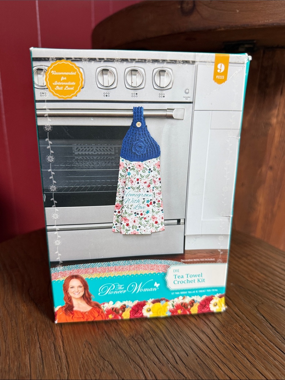 The Pioneer Woman Blue Crochet Top Floral Tea Towel Kit